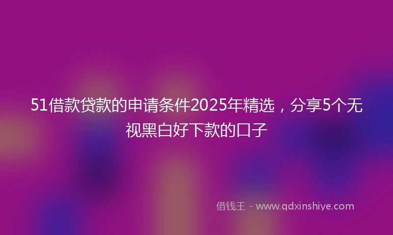 51借款贷款的申请条件2025年精选，分享5个无视黑白好下款的口子