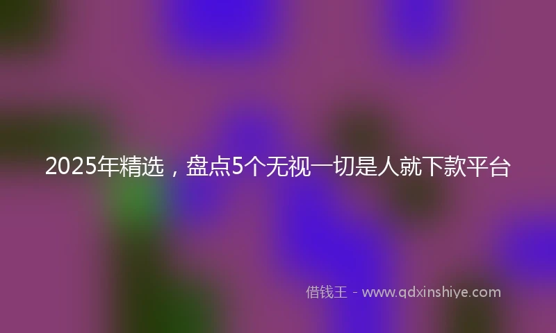 2025年精选，盘点5个无视一切是人就下款平台