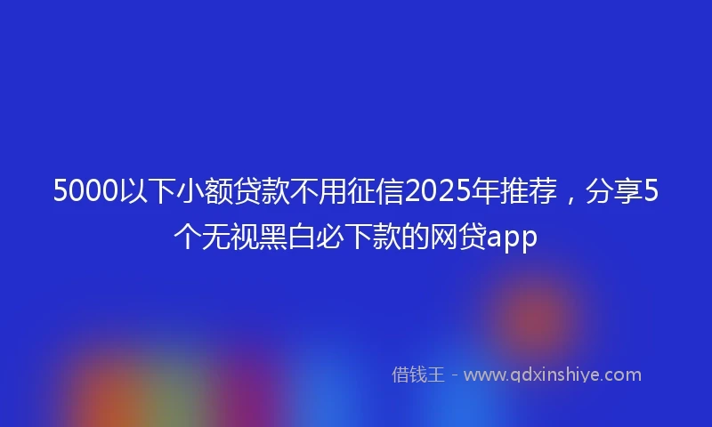 5000以下小额贷款不用征信2025年推荐，分享5个无视黑白必下款的网贷app