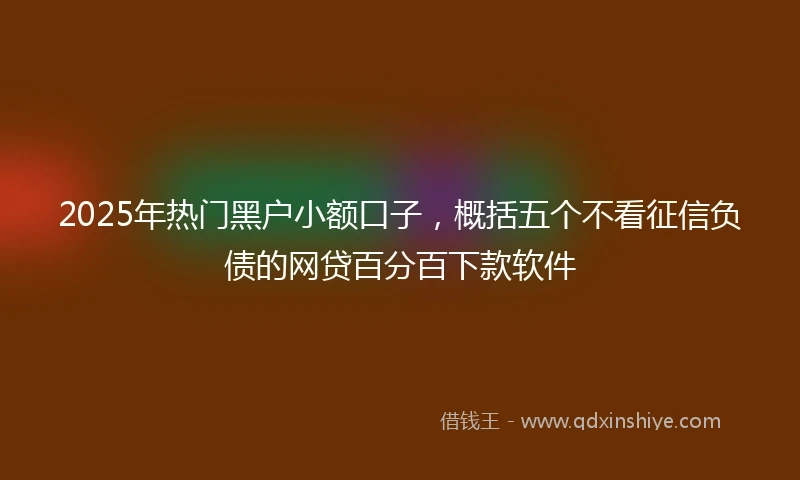 2025年热门黑户小额口子，概括五个不看征信负债的网贷百分百下款软件