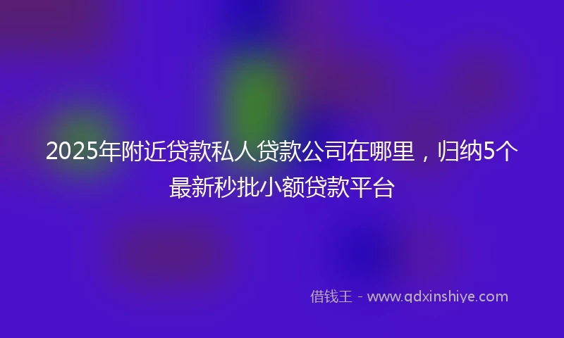 2025年附近贷款私人贷款公司在哪里，归纳5个最新秒批小额贷款平台
