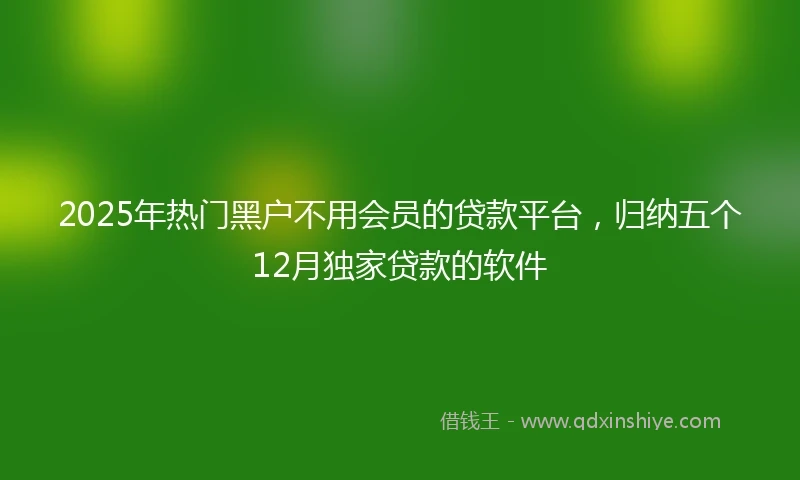 2025年热门黑户不用会员的贷款平台，归纳五个12月独家贷款的软件