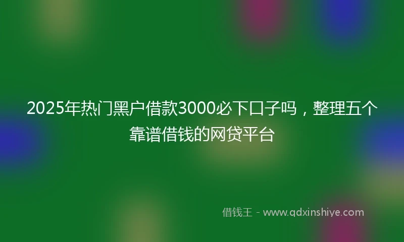 2025年热门黑户借款3000必下口子吗，整理五个靠谱借钱的网贷平台