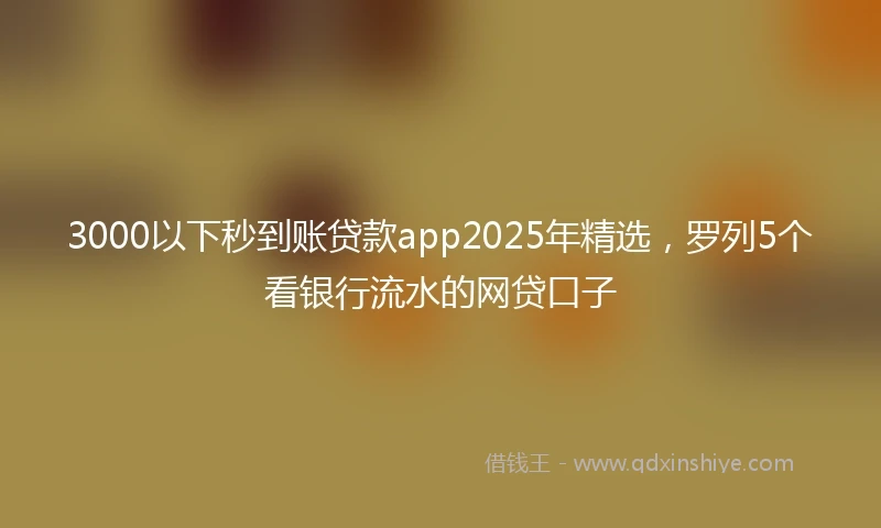 3000以下秒到账贷款app2025年精选，罗列5个看银行流水的网贷口子