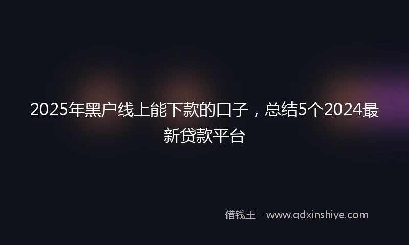 2025年黑户线上能下款的口子，总结5个2024最新贷款平台
