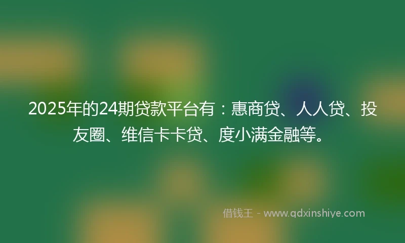 2025年的24期贷款平台有：惠商贷、人人贷、投友圈、维信卡卡贷、度小满金融等。