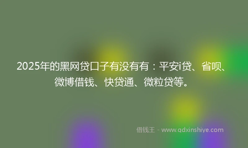 2025年的黑网贷口子有没有有：平安i贷、省呗、微博借钱、快贷通、微粒贷等。