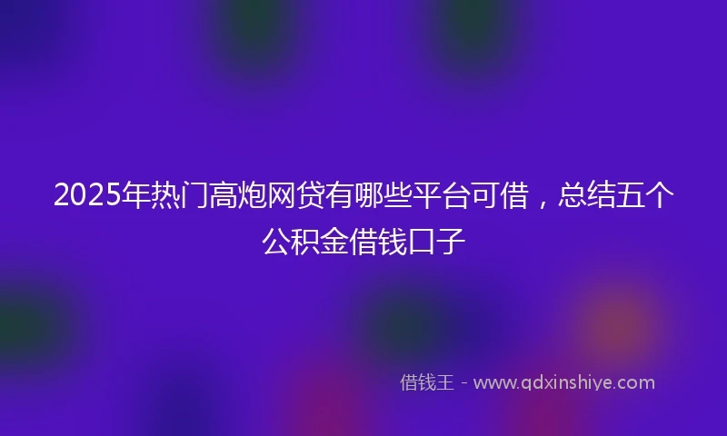 2025年热门高炮网贷有哪些平台可借，总结五个公积金借钱口子