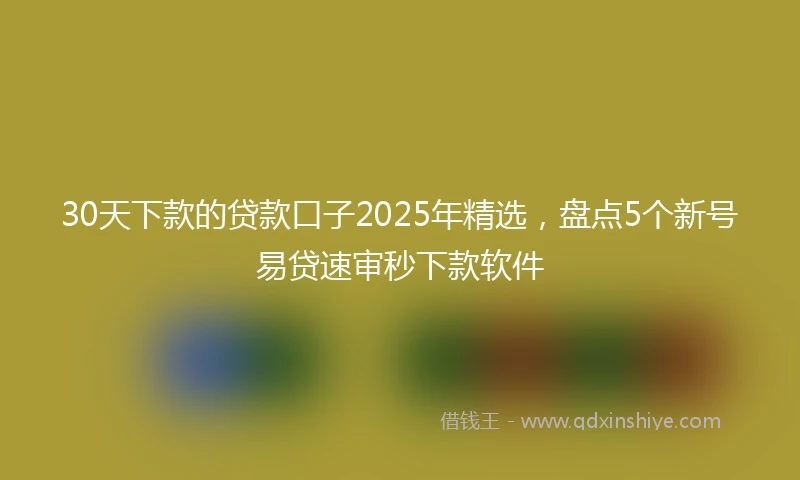 30天下款的贷款口子2025年精选，盘点5个新号易贷速审秒下款软件