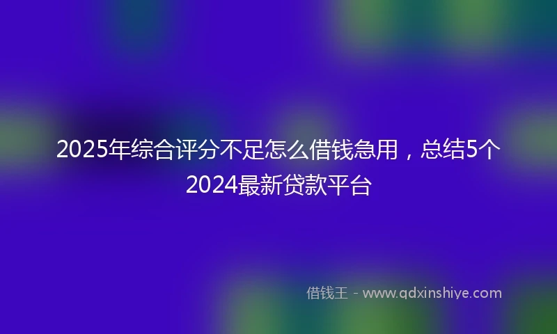 2025年综合评分不足怎么借钱急用，总结5个2024最新贷款平台