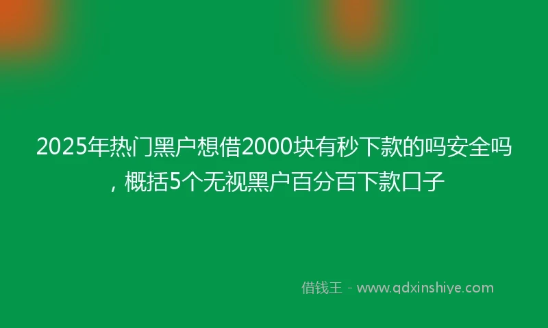 2025年热门黑户想借2000块有秒下款的吗安全吗，概括5个无视黑户百分百下款口子