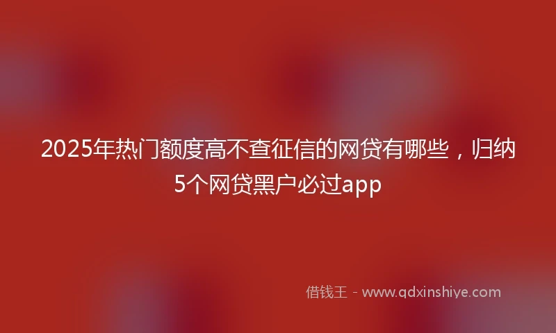 2025年热门额度高不查征信的网贷有哪些，归纳5个网贷黑户必过app