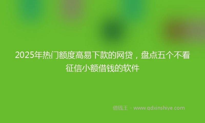 2025年热门额度高易下款的网贷，盘点五个不看征信小额借钱的软件
