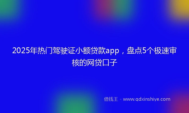2025年热门驾驶证小额贷款app，盘点5个极速审核的网贷口子