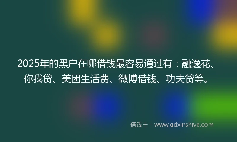 2025年的黑户在哪借钱最容易通过有：融逸花、你我贷、美团生活费、微博借钱、功夫贷等。