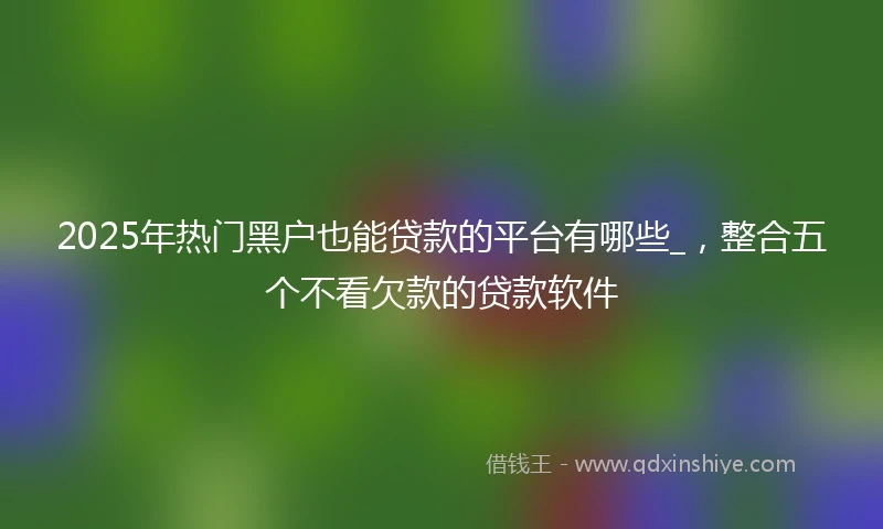 2025年热门黑户也能贷款的平台有哪些_，整合五个不看欠款的贷款软件