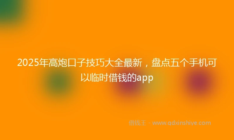 2025年高炮口子技巧大全最新，盘点五个手机可以临时借钱的app