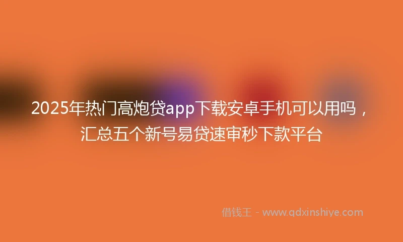 2025年热门高炮贷app下载安卓手机可以用吗，汇总五个新号易贷速审秒下款平台