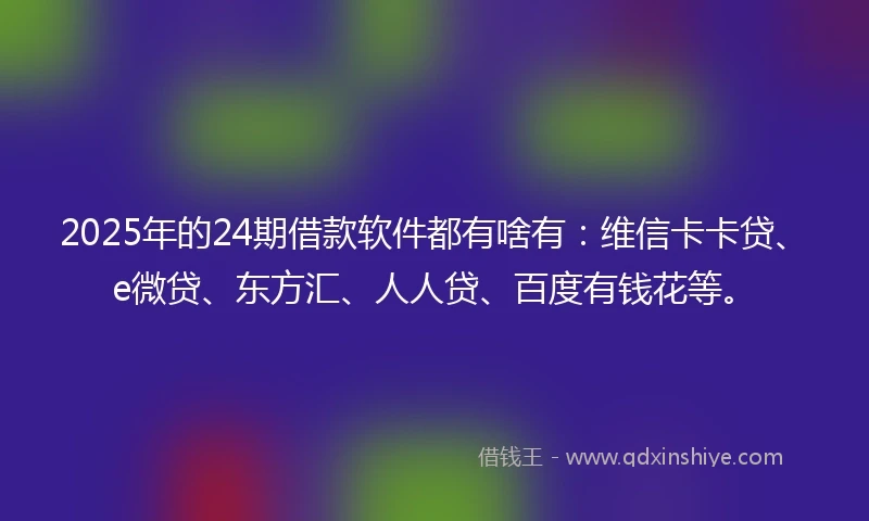 2025年的24期借款软件都有啥有：维信卡卡贷、e微贷、东方汇、人人贷、百度有钱花等。