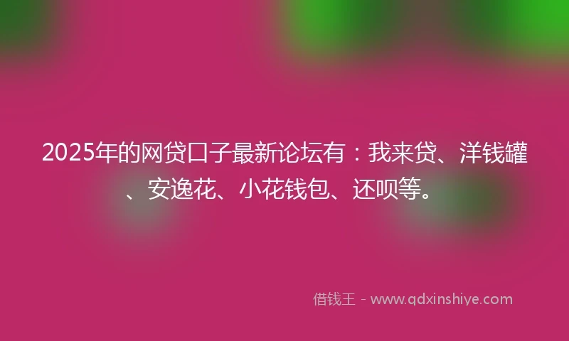 2025年的网贷口子最新论坛有：我来贷、洋钱罐、安逸花、小花钱包、还呗等。