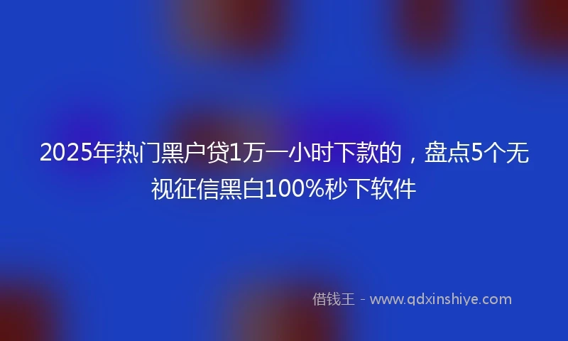 2025年热门黑户贷1万一小时下款的，盘点5个无视征信黑白100%秒下软件