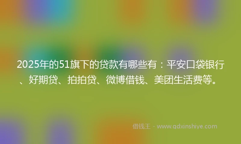 2025年的51旗下的贷款有哪些有：平安口袋银行、好期贷、拍拍贷、微博借钱、美团生活费等。