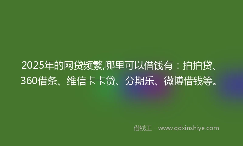 2025年的网贷频繁,哪里可以借钱有：拍拍贷、360借条、维信卡卡贷、分期乐、微博借钱等。