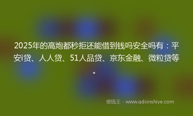 2025年的高炮都秒拒还能借到钱吗安全吗有：平安i贷、人人贷、51人品贷、京东金融、微粒贷等。