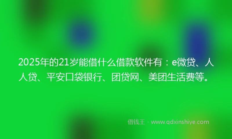 2025年的21岁能借什么借款软件有：e微贷、人人贷、平安口袋银行、团贷网、美团生活费等。
