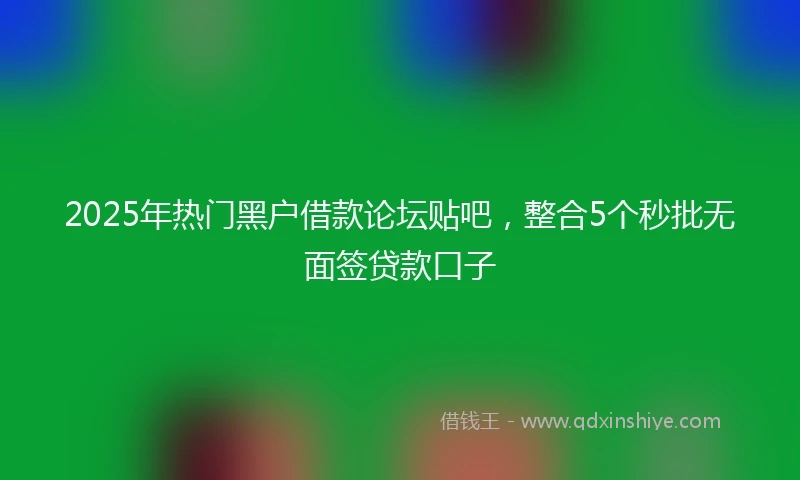 2025年热门黑户借款论坛贴吧，整合5个秒批无面签贷款口子