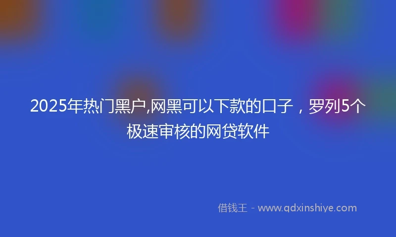 2025年热门黑户,网黑可以下款的口子，罗列5个极速审核的网贷软件