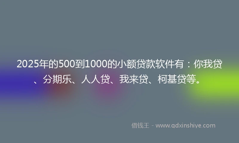 2025年的500到1000的小额贷款软件有：你我贷、分期乐、人人贷、我来贷、柯基贷等。