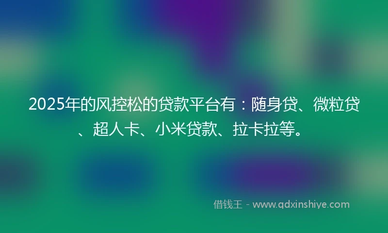 2025年的风控松的贷款平台有：随身贷、微粒贷、超人卡、小米贷款、拉卡拉等。