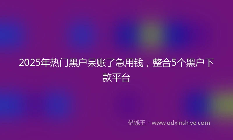 2025年热门黑户呆账了急用钱，整合5个黑户下款平台