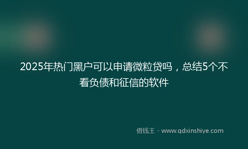 2025年热门黑户可以申请微粒贷吗，总结5个不看负债和征信的软件