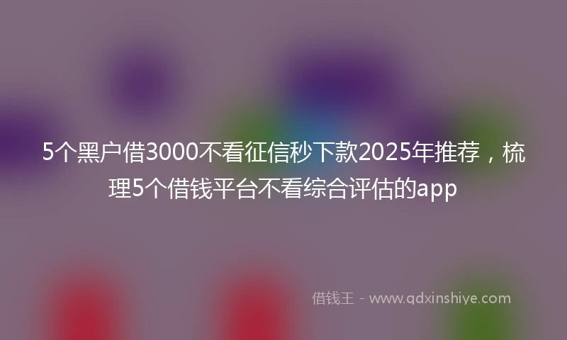 5个黑户借3000不看征信秒下款2025年推荐，梳理5个借钱平台不看综合评估的app