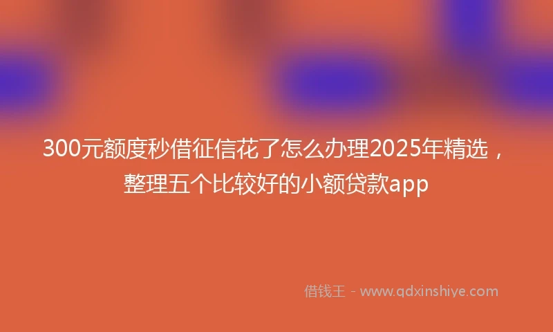 300元额度秒借征信花了怎么办理2025年精选，整理五个比较好的小额贷款app