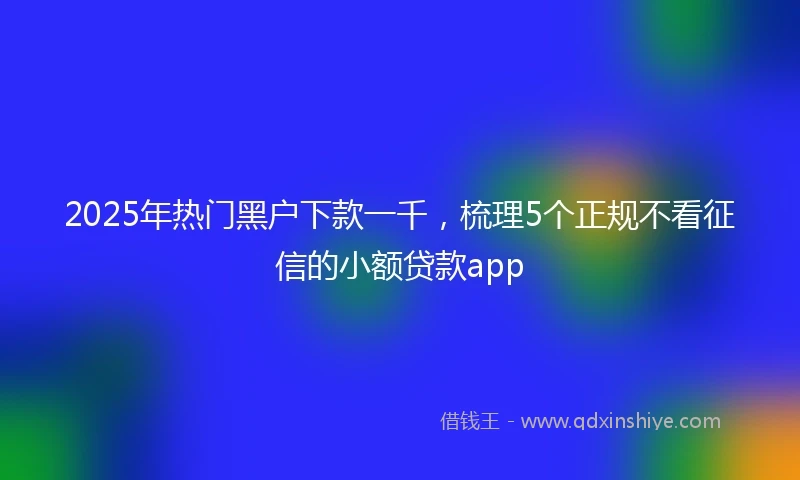 2025年热门黑户下款一千，梳理5个正规不看征信的小额贷款app