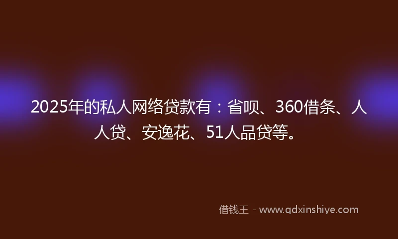 2025年的私人网络贷款有：省呗、360借条、人人贷、安逸花、51人品贷等。