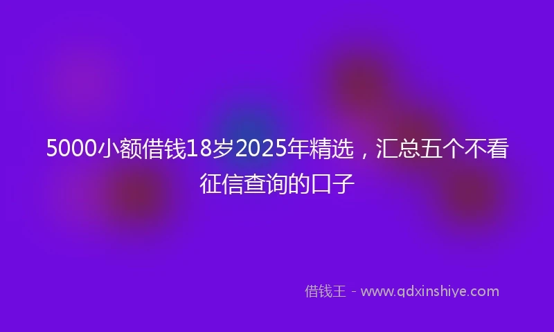 5000小额借钱18岁2025年精选，汇总五个不看征信查询的口子