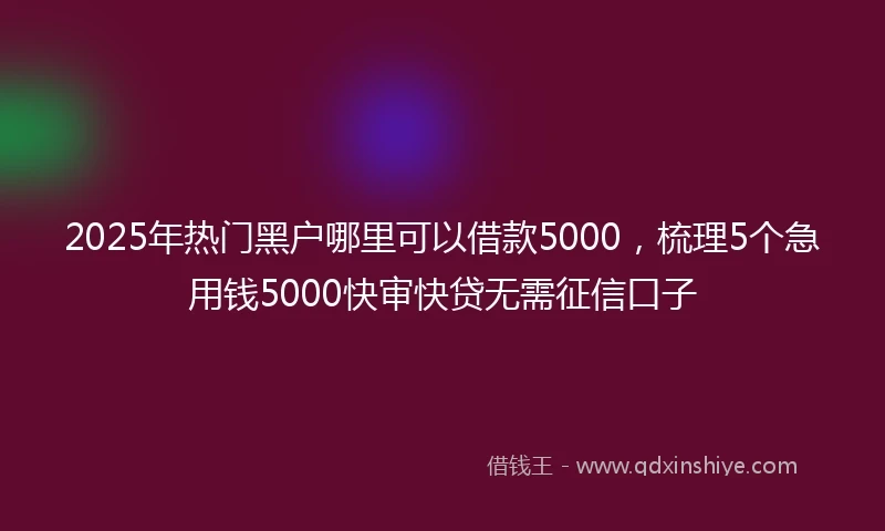 2025年热门黑户哪里可以借款5000，梳理5个急用钱5000快审快贷无需征信口子