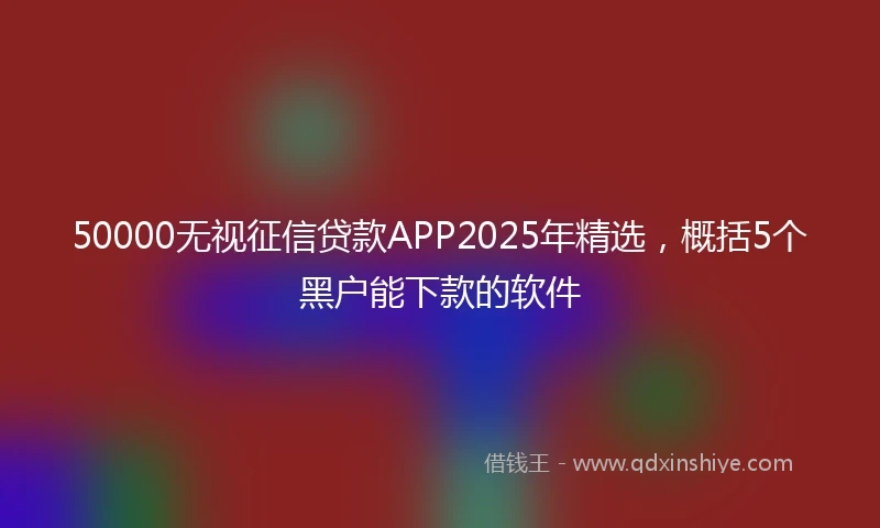 50000无视征信贷款APP2025年精选，概括5个黑户能下款的软件