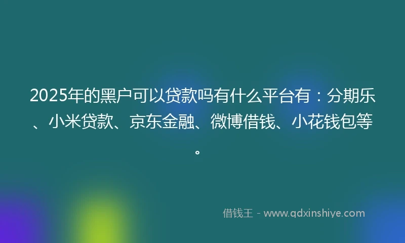 2025年的黑户可以贷款吗有什么平台有：分期乐、小米贷款、京东金融、微博借钱、小花钱包等。