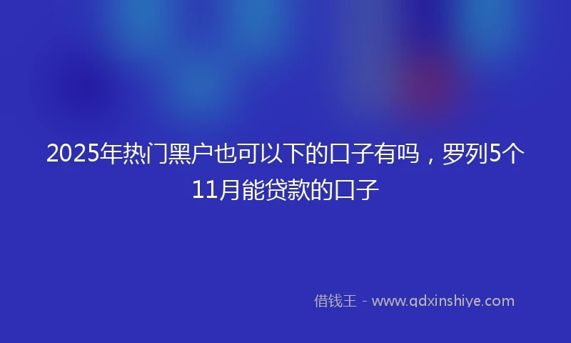 2025年热门黑户也可以下的口子有吗，罗列5个11月能贷款的口子