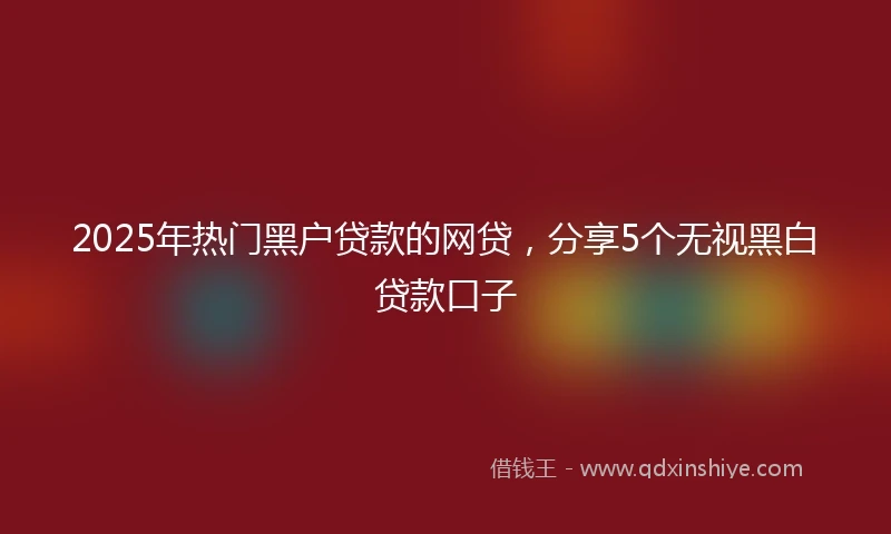 2025年热门黑户贷款的网贷，分享5个无视黑白贷款口子