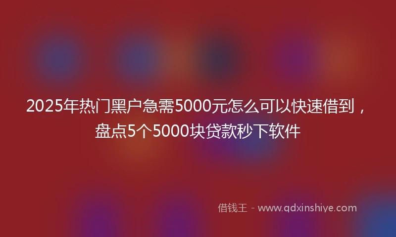 2025年热门黑户急需5000元怎么可以快速借到，盘点5个5000块贷款秒下软件