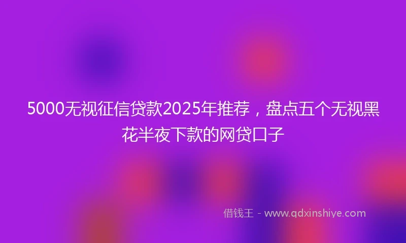 5000无视征信贷款2025年推荐，盘点五个无视黑花半夜下款的网贷口子