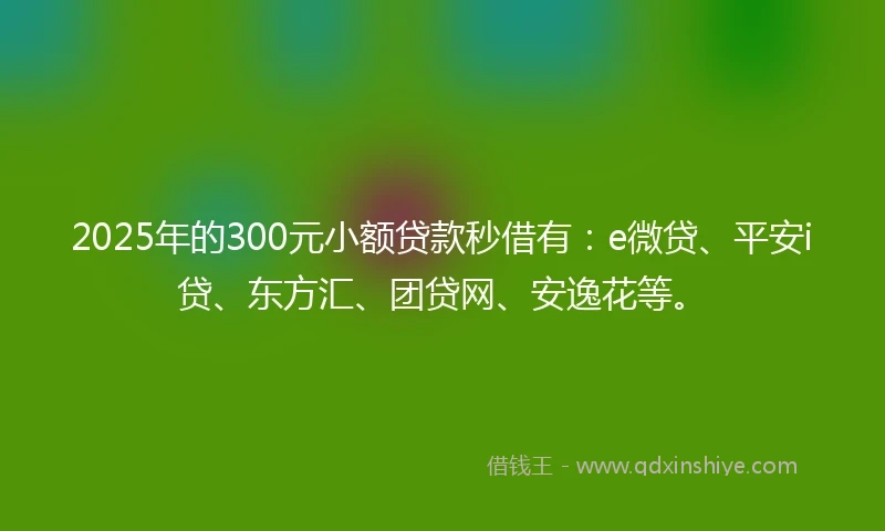 2025年的300元小额贷款秒借有：e微贷、平安i贷、东方汇、团贷网、安逸花等。