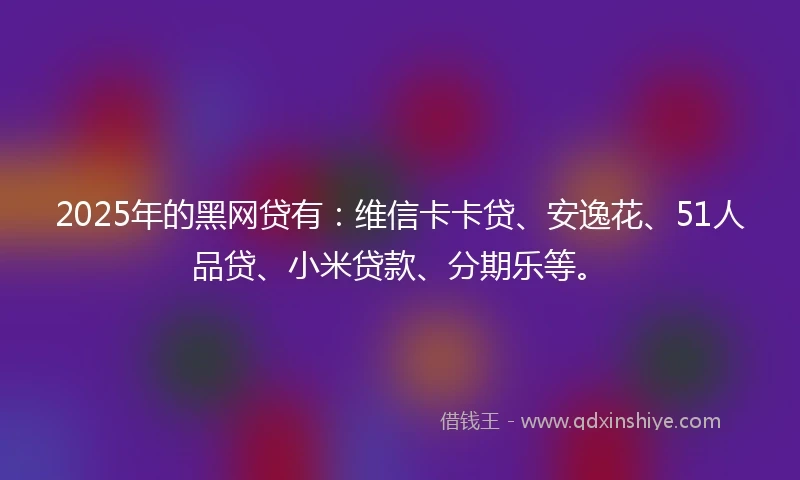 2025年的黑网贷有：维信卡卡贷、安逸花、51人品贷、小米贷款、分期乐等。