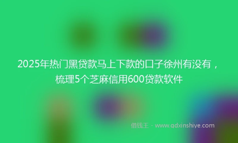 2025年热门黑贷款马上下款的口子徐州有没有，梳理5个芝麻信用600贷款软件